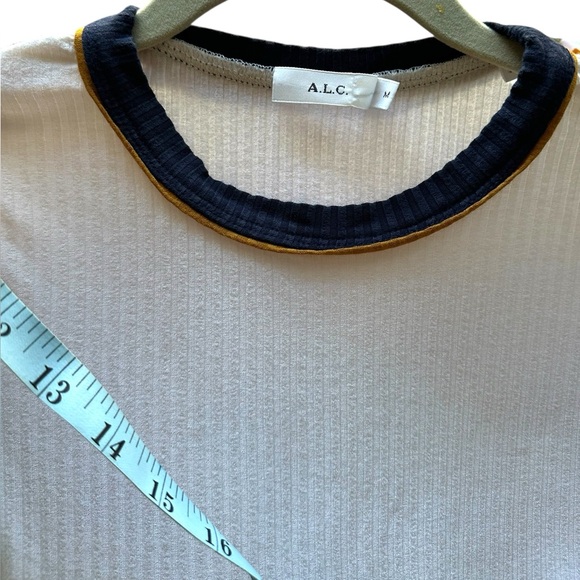 A.L.C. White Navy Blue Ribbed Knit Top m - Picture 7 of 9